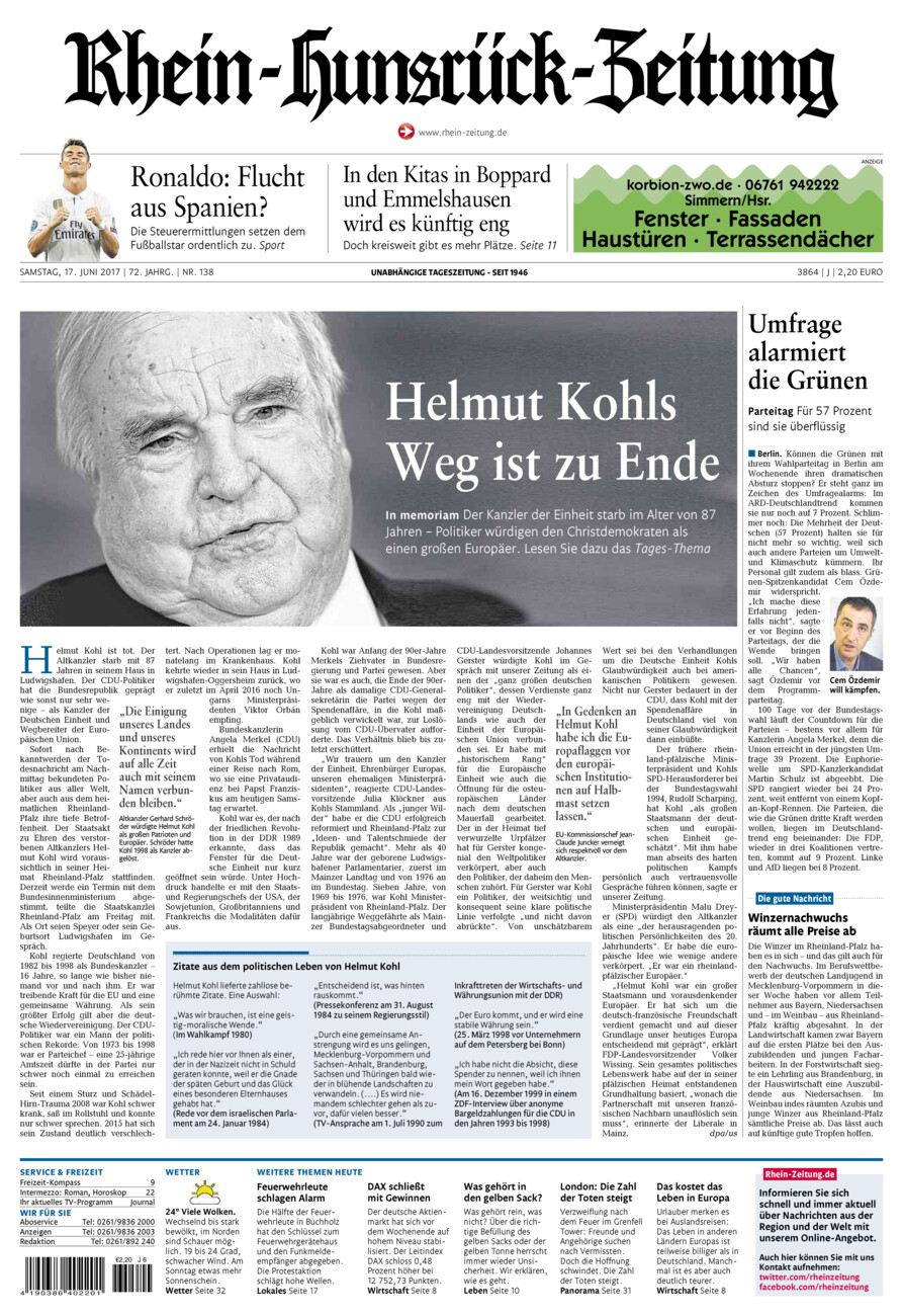 Rhein-Hunsrück-Zeitung vom Samstag, 17.06.2017