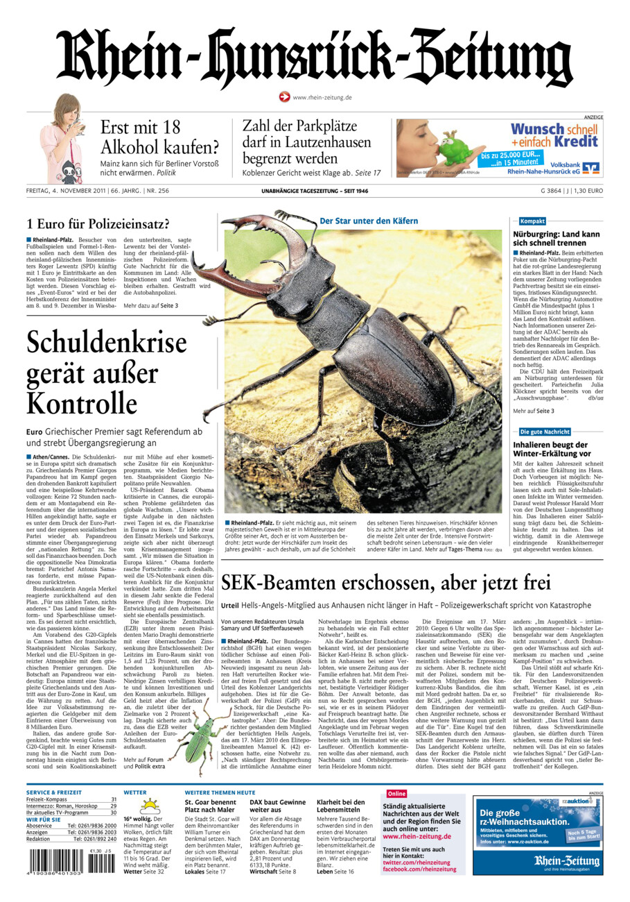 Rhein-Hunsrück-Zeitung vom Freitag, 04.11.2011