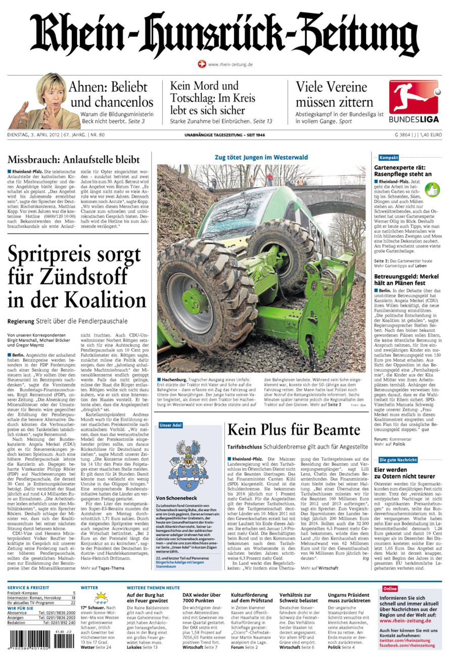 Rhein-Hunsrück-Zeitung vom Dienstag, 03.04.2012