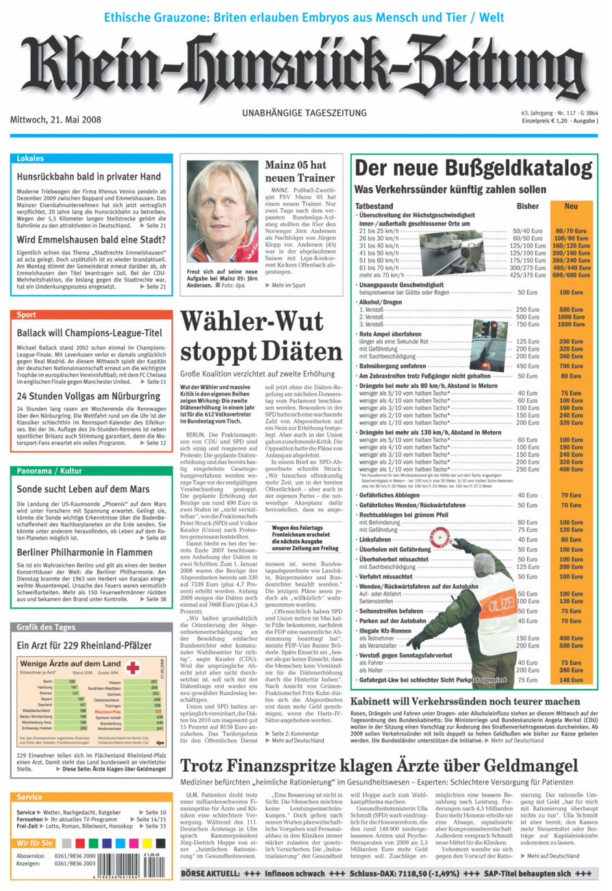Rhein-Hunsrück-Zeitung vom Mittwoch, 21.05.2008