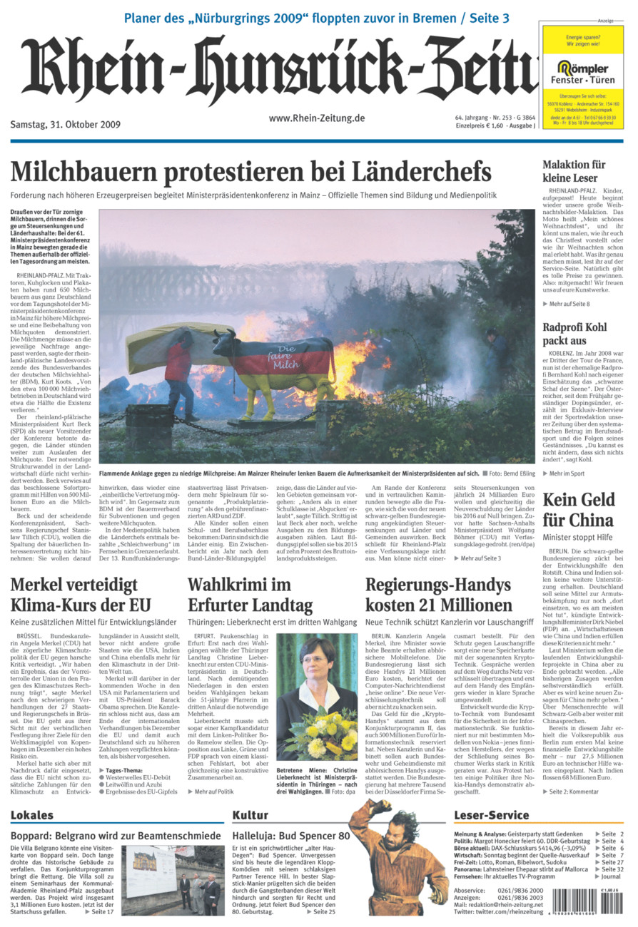 Rhein-Hunsrück-Zeitung vom Samstag, 31.10.2009