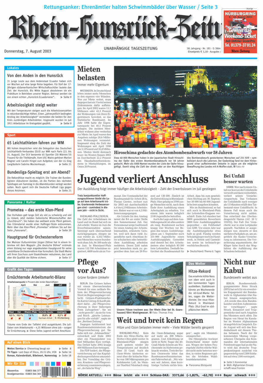 Rhein-Hunsrück-Zeitung vom Donnerstag, 07.08.2003