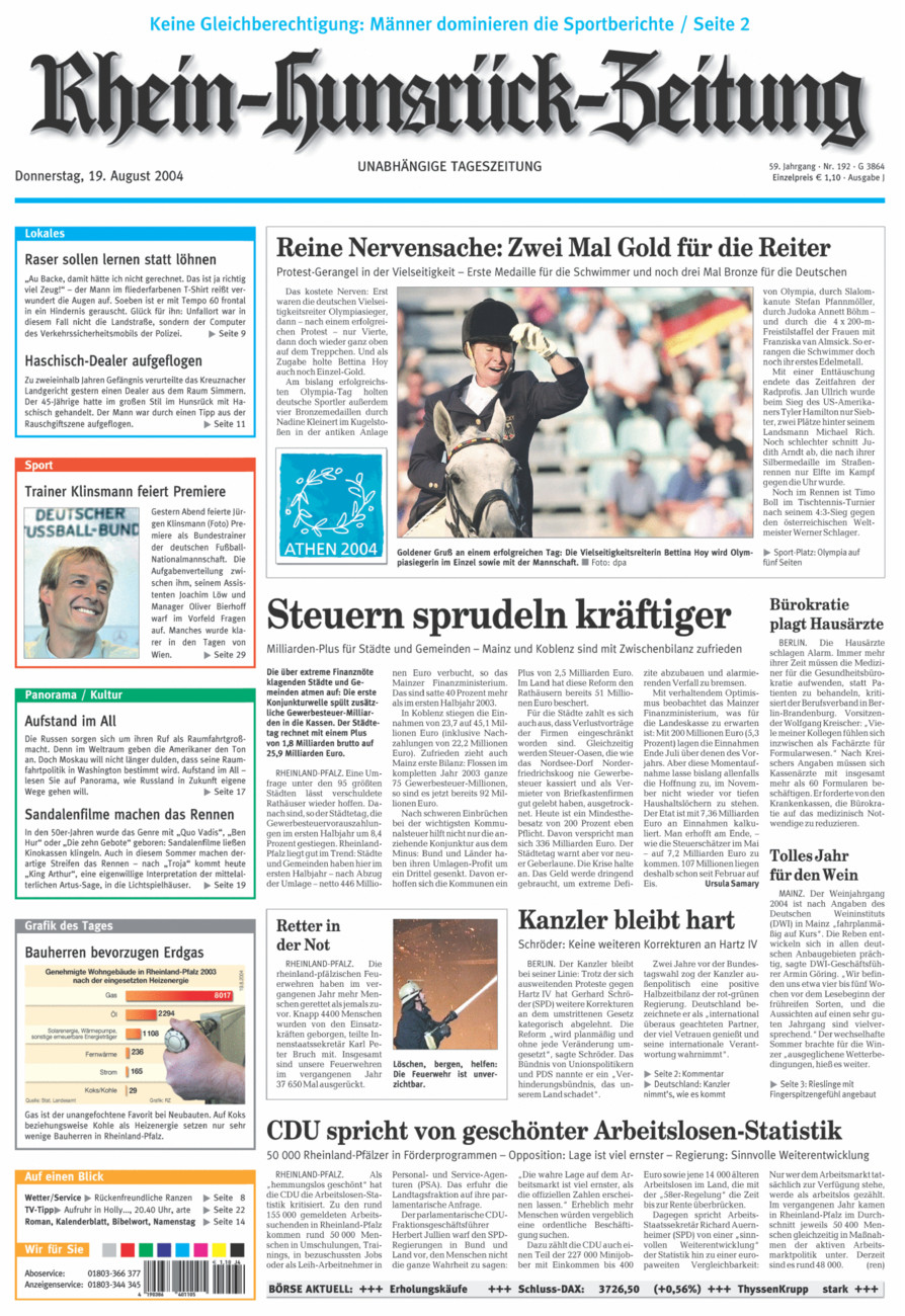 Rhein-Hunsrück-Zeitung vom Donnerstag, 19.08.2004