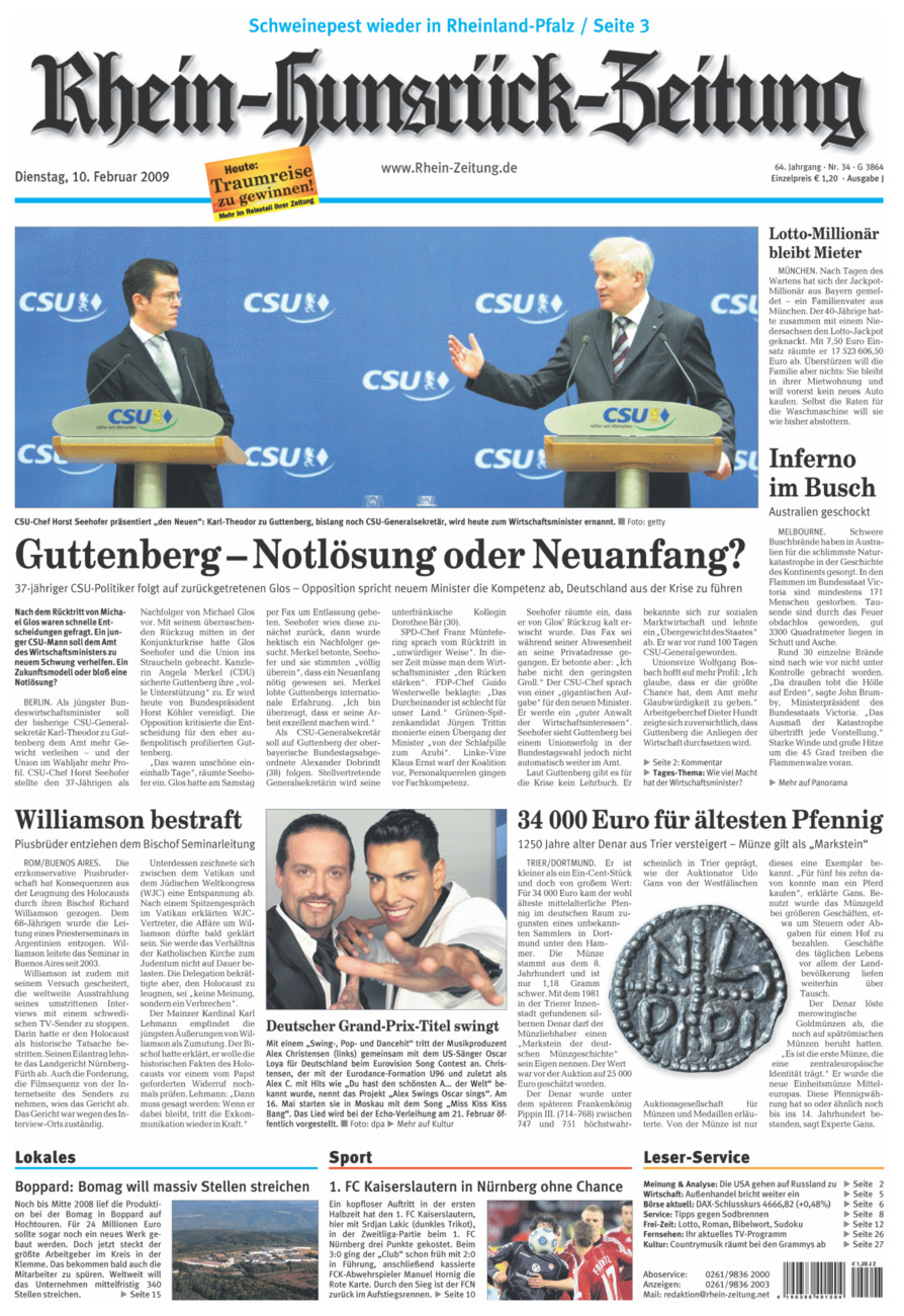 Rhein-Hunsrück-Zeitung vom Dienstag, 10.02.2009