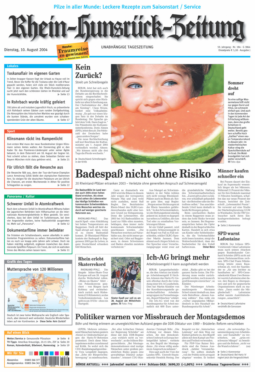 Rhein-Hunsrück-Zeitung vom Dienstag, 10.08.2004