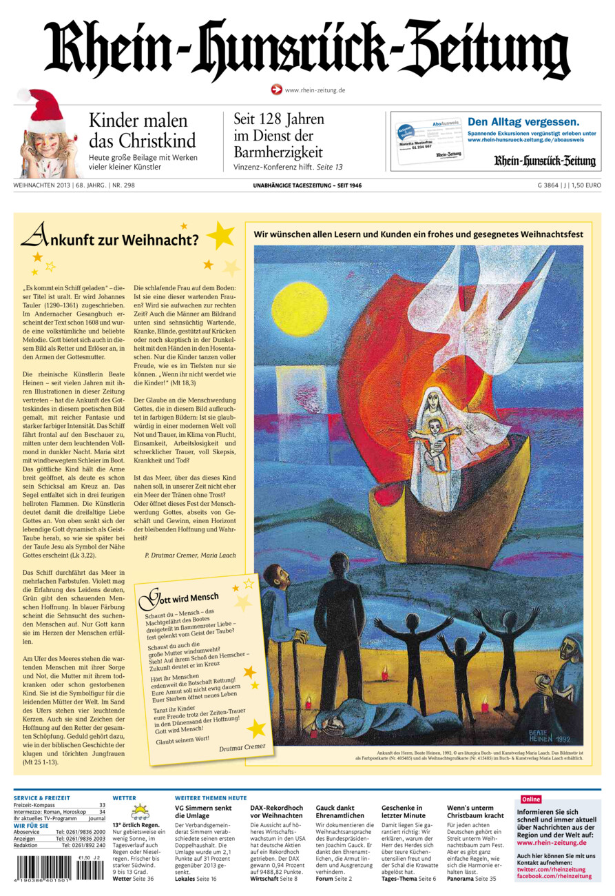 Rhein-Hunsrück-Zeitung vom Dienstag, 24.12.2013