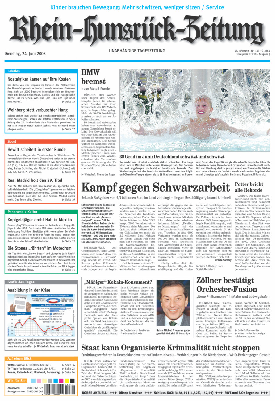 Rhein-Hunsrück-Zeitung vom Dienstag, 24.06.2003