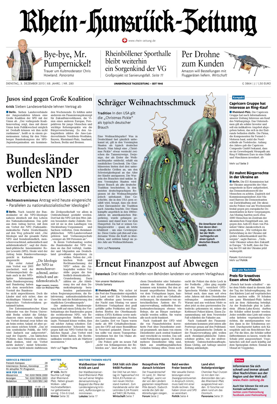 Rhein-Hunsrück-Zeitung vom Dienstag, 03.12.2013