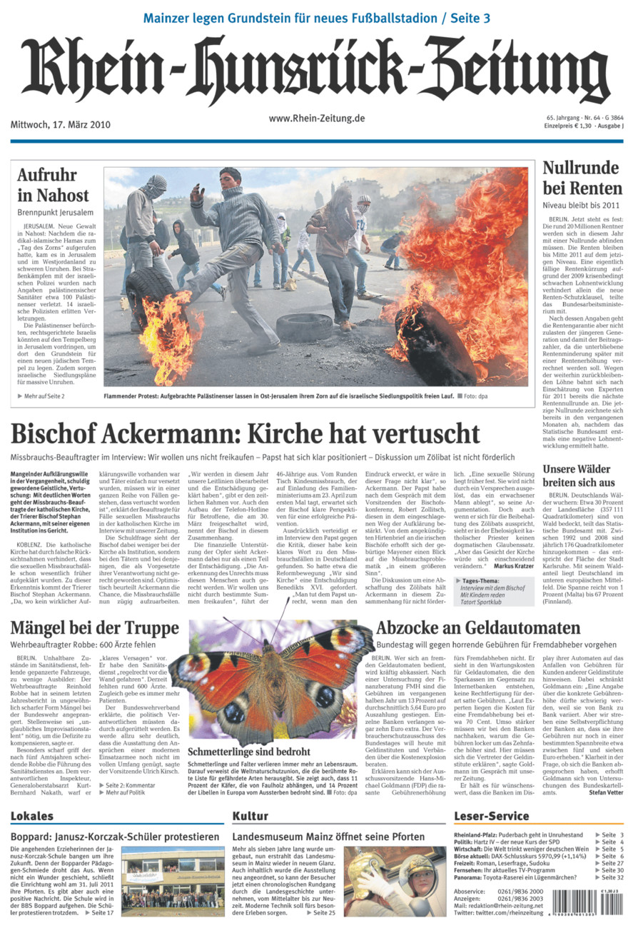 Rhein-Hunsrück-Zeitung vom Mittwoch, 17.03.2010