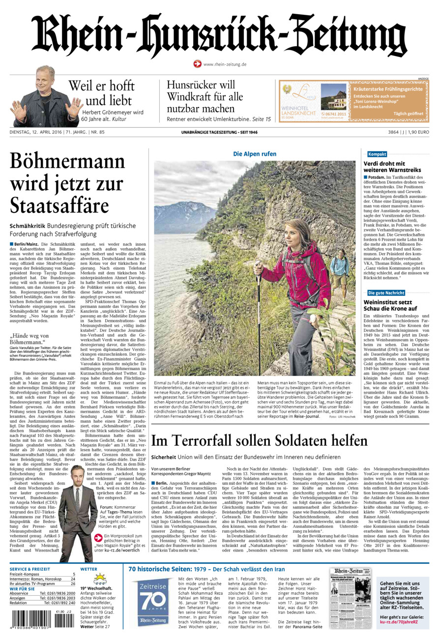 Rhein-Hunsrück-Zeitung vom Dienstag, 12.04.2016