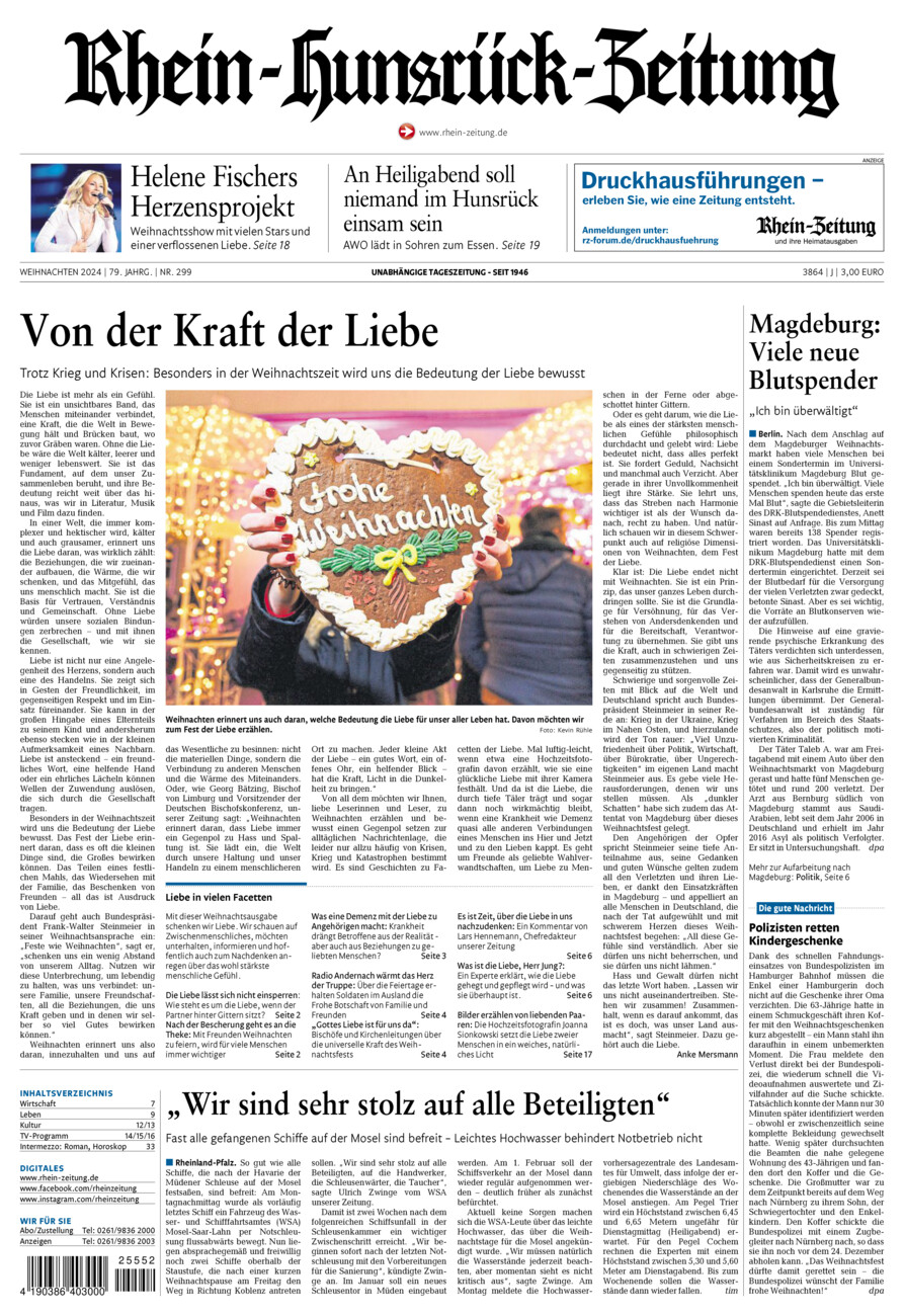 Rhein-Hunsrück-Zeitung vom Dienstag, 24.12.2024