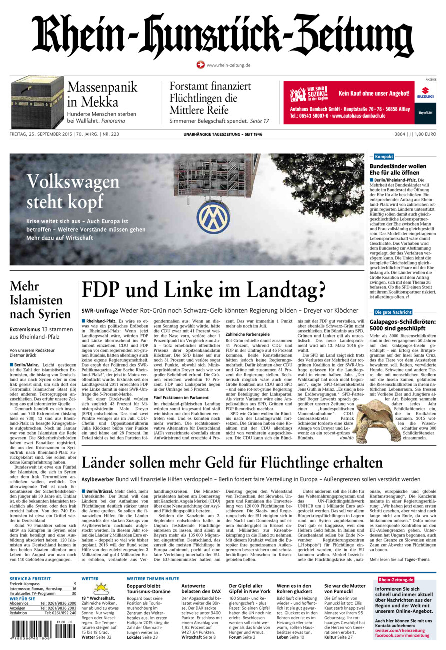 Rhein-Hunsrück-Zeitung vom Freitag, 25.09.2015