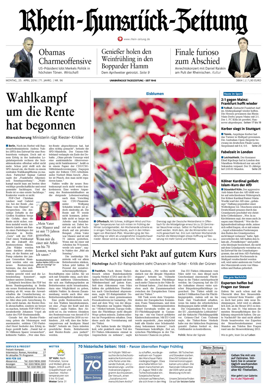 Rhein-Hunsrück-Zeitung vom Montag, 25.04.2016