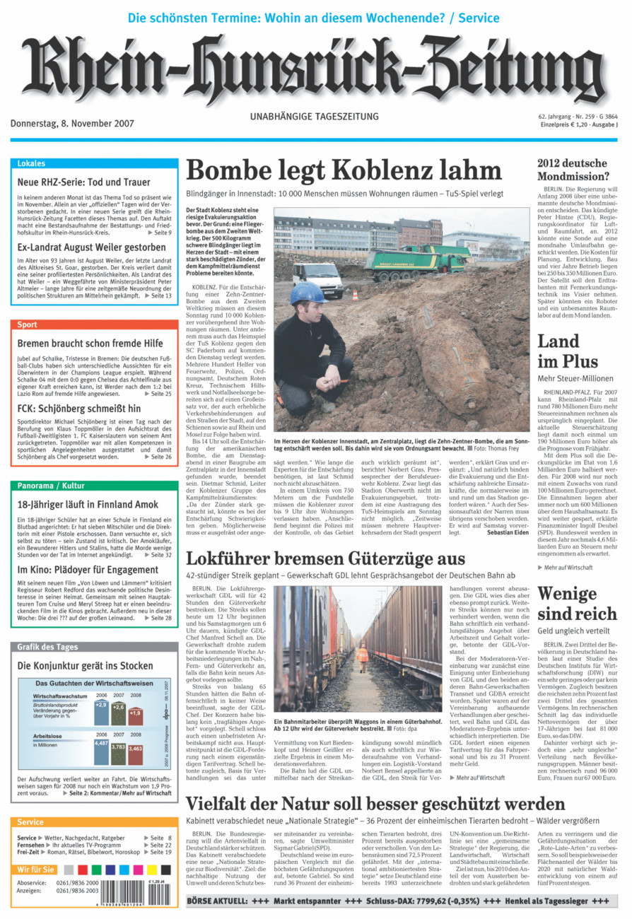 Rhein-Hunsrück-Zeitung vom Donnerstag, 08.11.2007