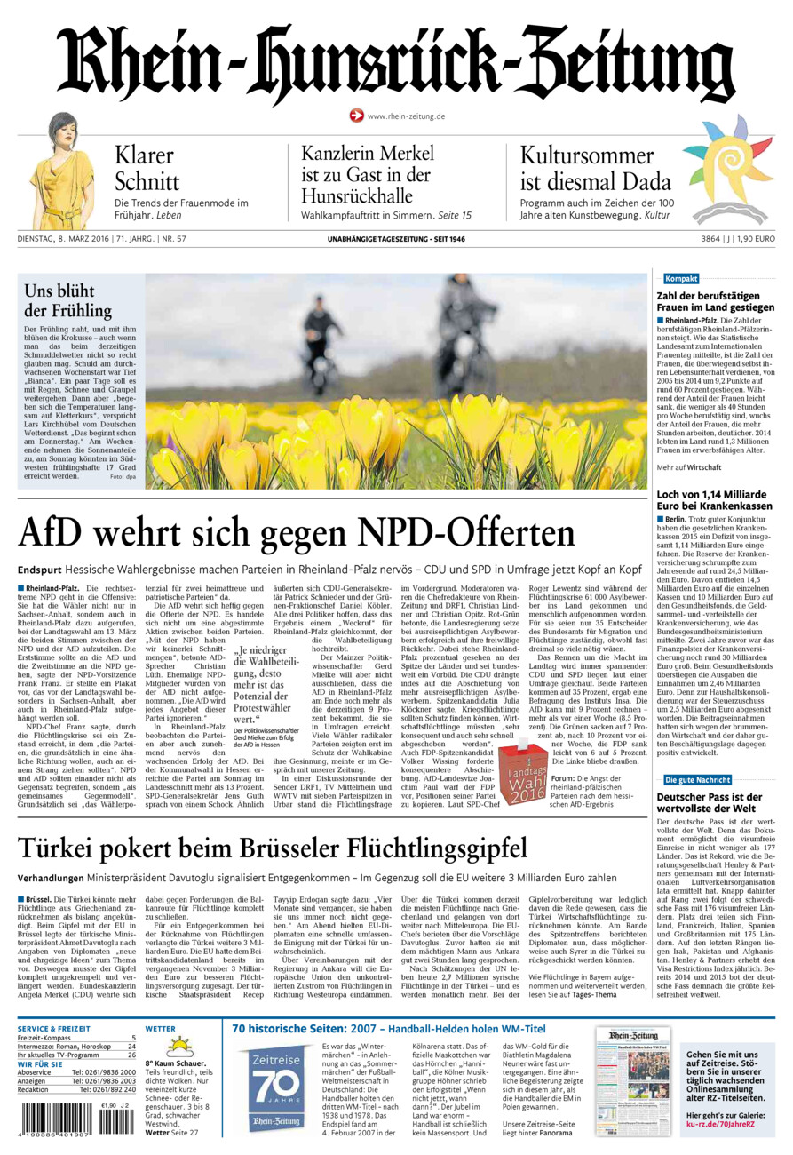 Rhein-Hunsrück-Zeitung vom Dienstag, 08.03.2016