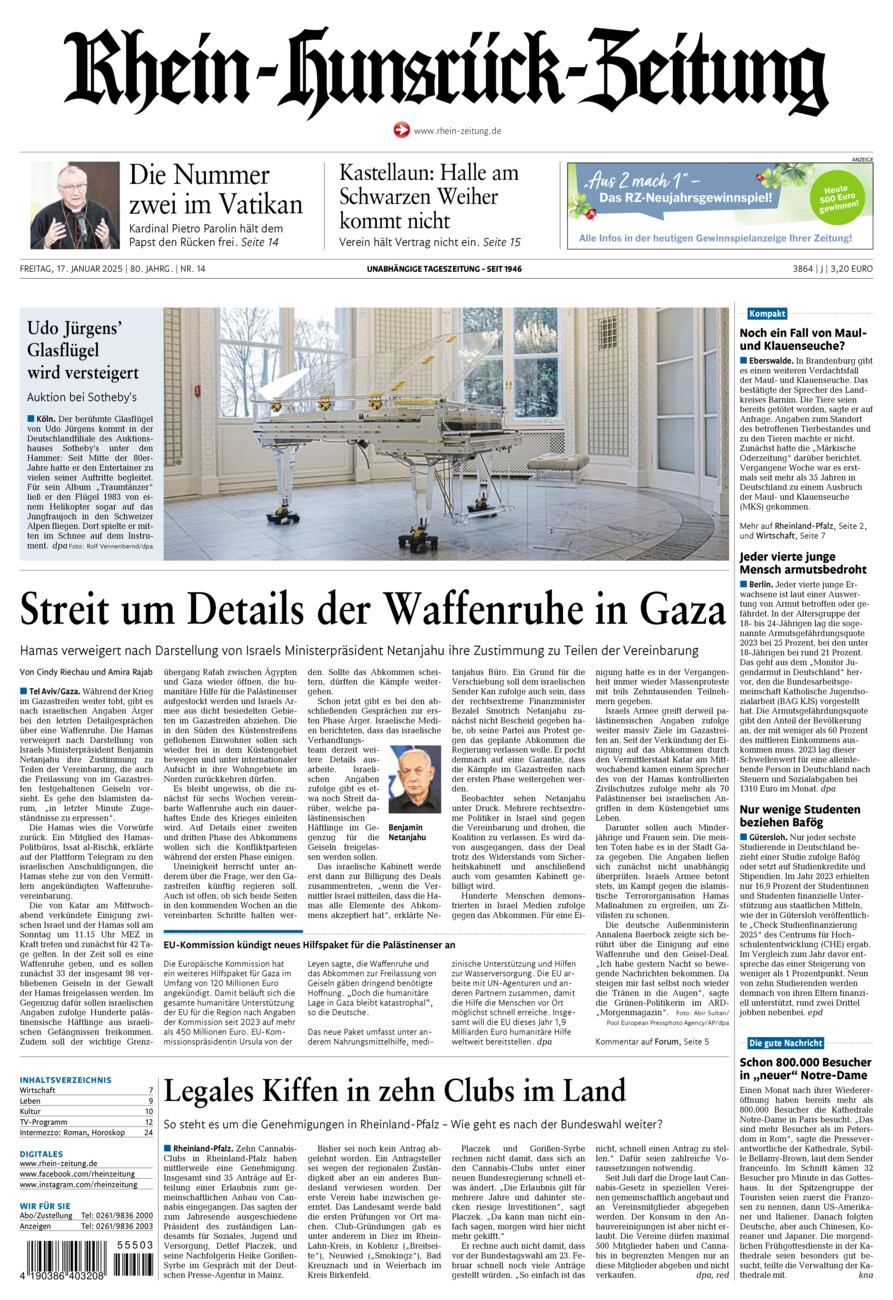 Rhein-Hunsrück-Zeitung vom Freitag, 17.01.2025