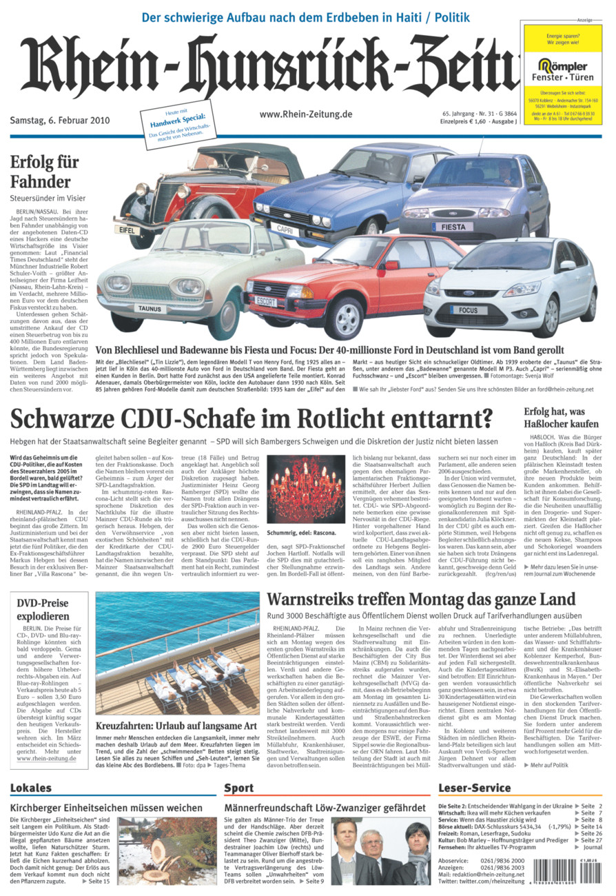 Rhein-Hunsrück-Zeitung vom Samstag, 06.02.2010
