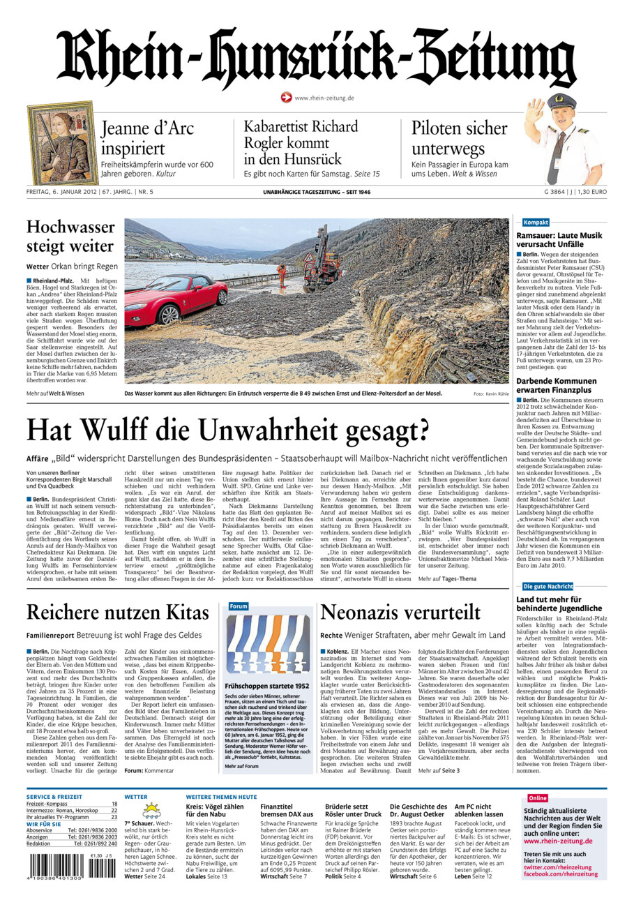 Rhein-Hunsrück-Zeitung vom Freitag, 06.01.2012