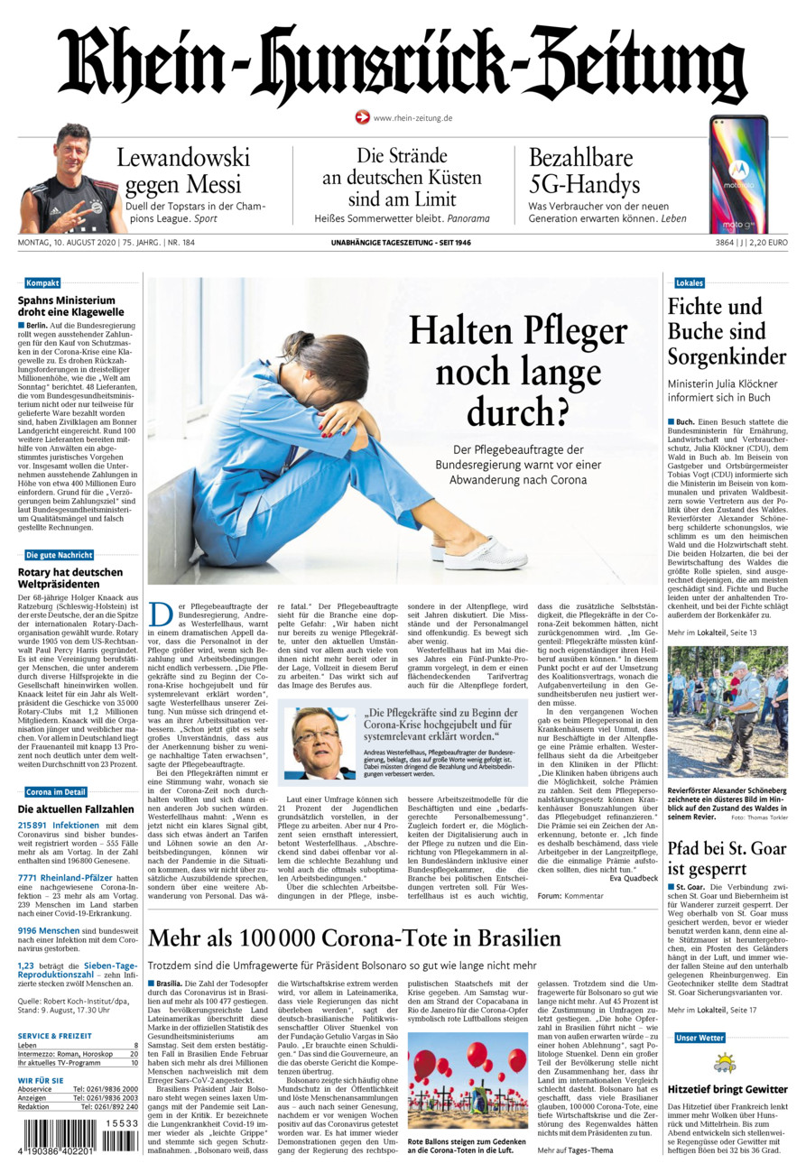 Rhein-Hunsrück-Zeitung vom Montag, 10.08.2020