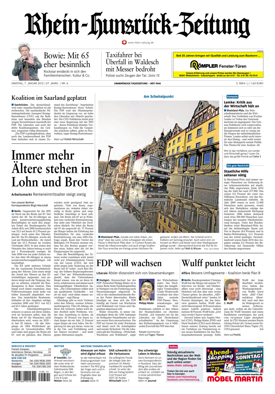 Rhein-Hunsrück-Zeitung vom Samstag, 07.01.2012