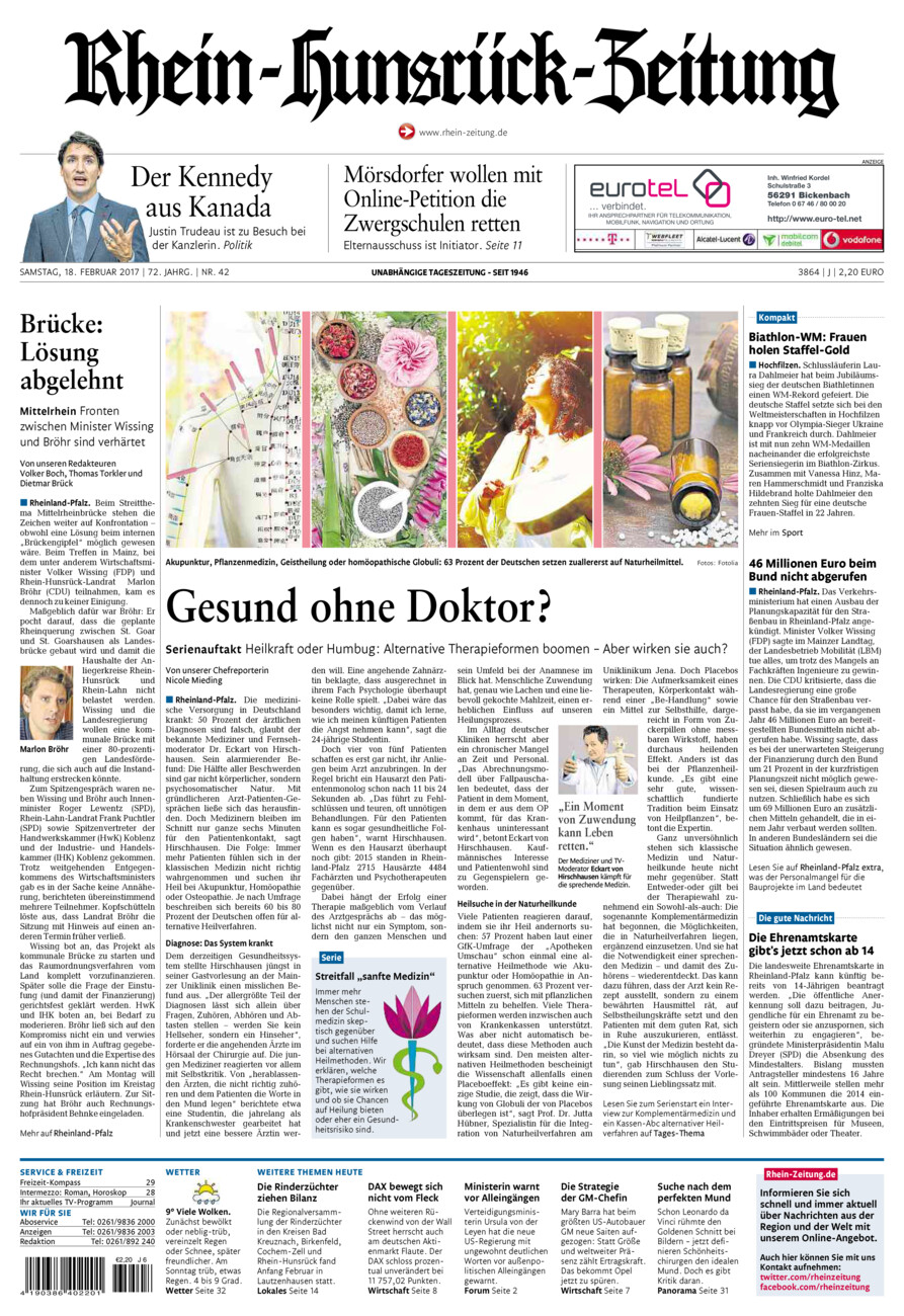 Rhein-Hunsrück-Zeitung vom Samstag, 18.02.2017