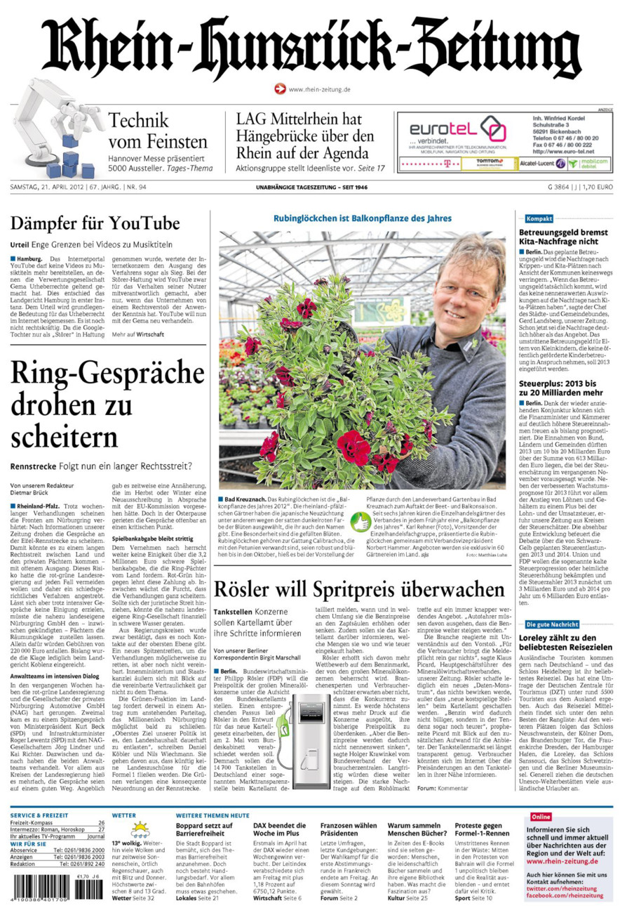 Rhein-Hunsrück-Zeitung vom Samstag, 21.04.2012