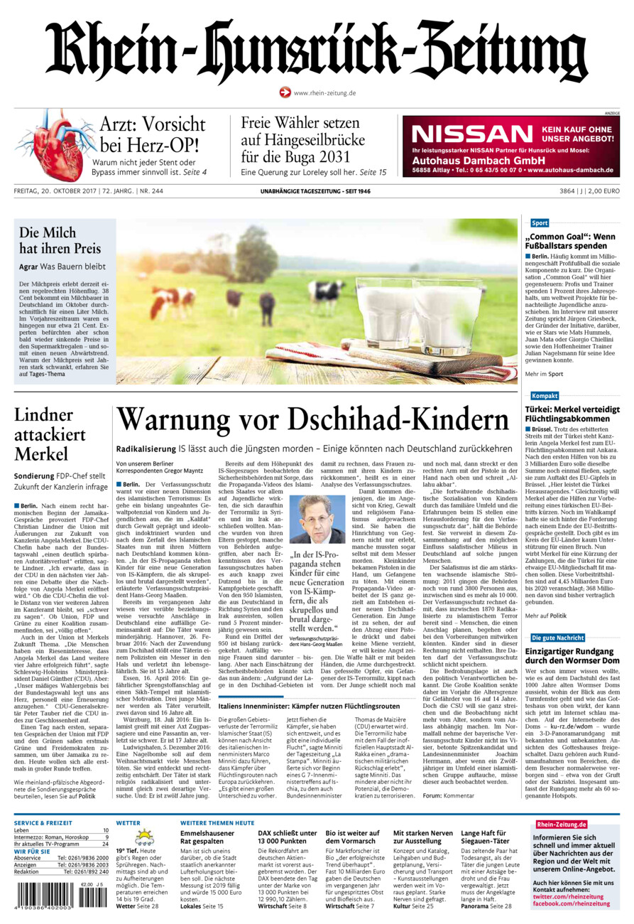Rhein-Hunsrück-Zeitung vom Freitag, 20.10.2017