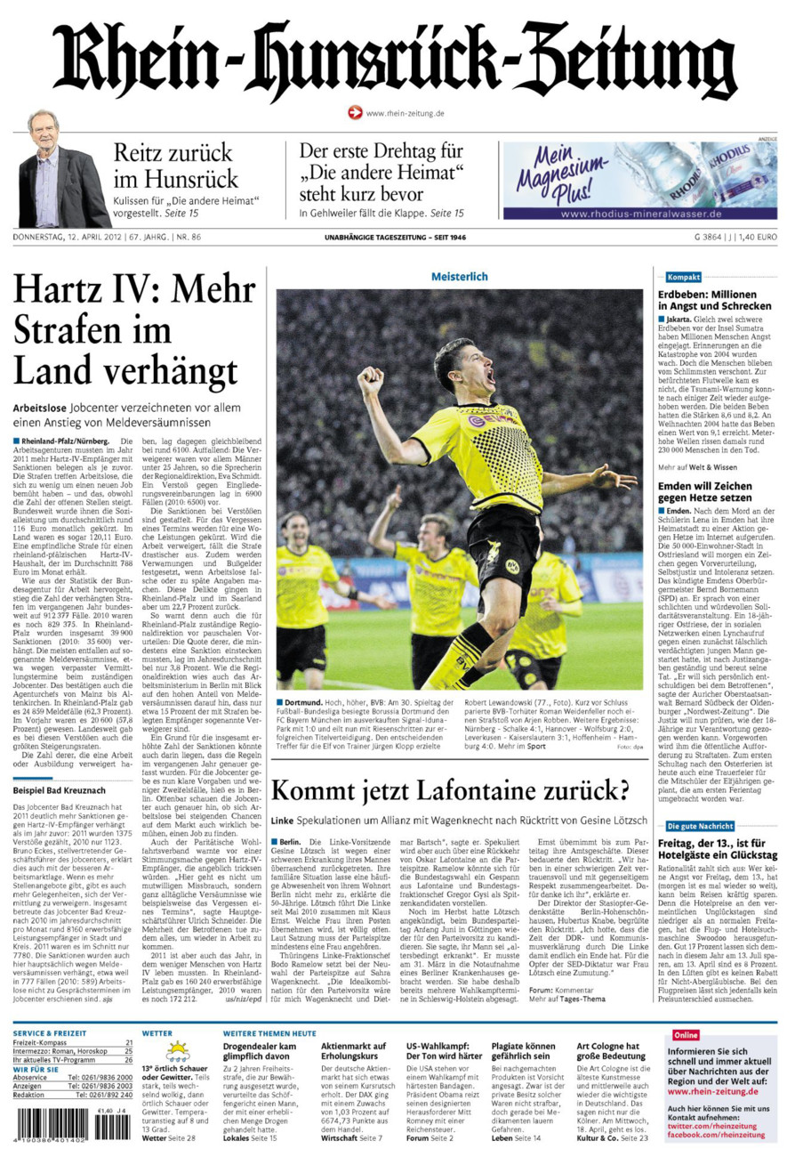 Rhein-Hunsrück-Zeitung vom Donnerstag, 12.04.2012