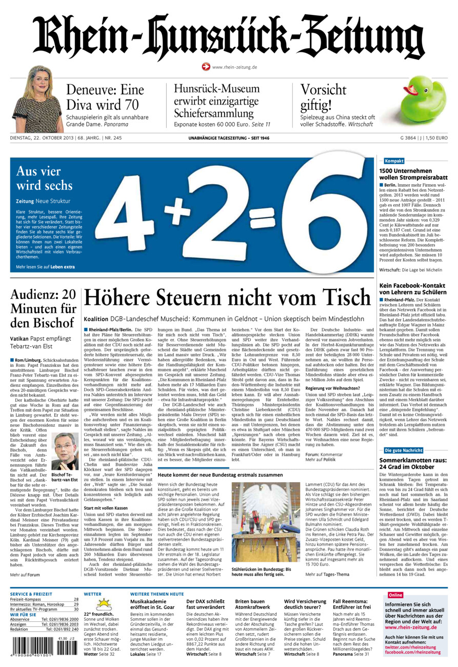 Rhein-Hunsrück-Zeitung vom Dienstag, 22.10.2013