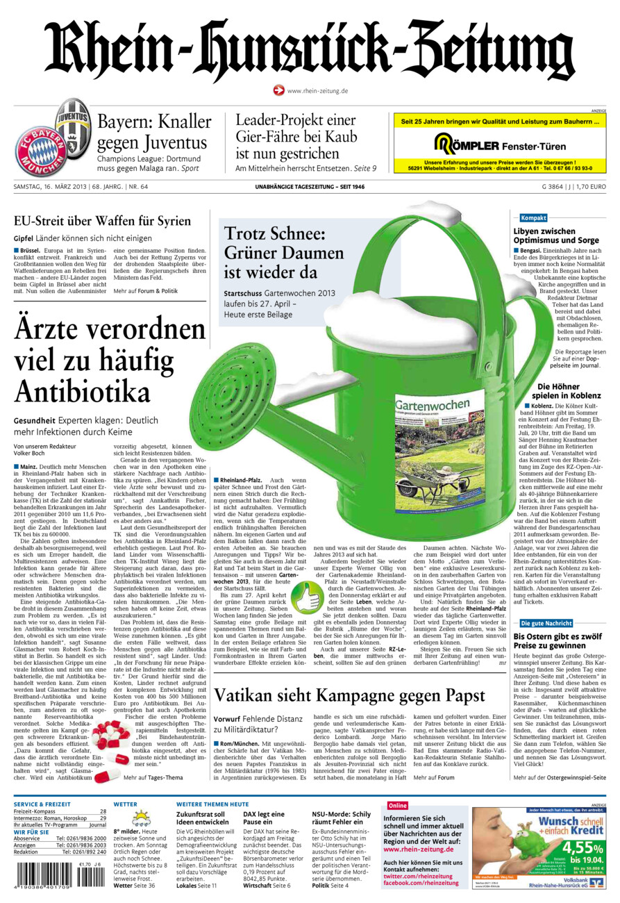 Rhein-Hunsrück-Zeitung vom Samstag, 16.03.2013