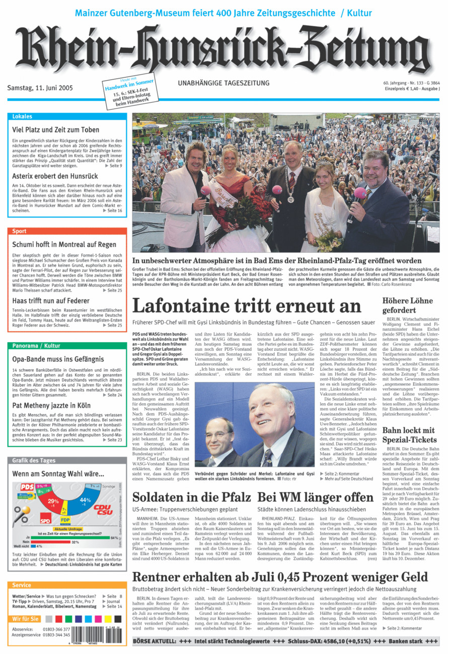 Rhein-Hunsrück-Zeitung vom Samstag, 11.06.2005