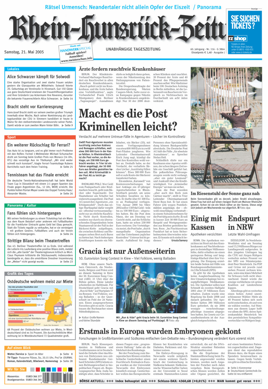 Rhein-Hunsrück-Zeitung vom Samstag, 21.05.2005