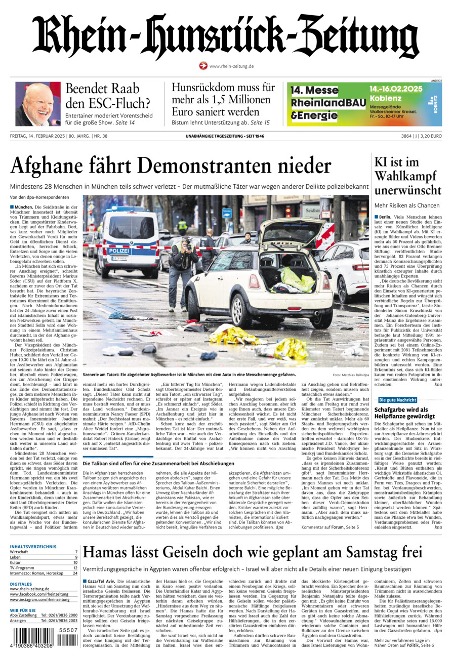 Rhein-Hunsrück-Zeitung vom Freitag, 14.02.2025