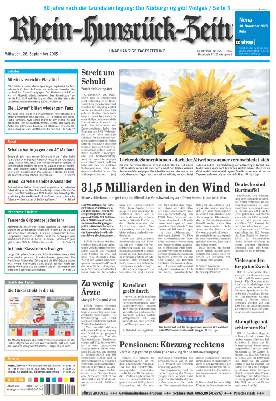 Rhein-Hunsrück-Zeitung vom Mittwoch, 28.09.2005