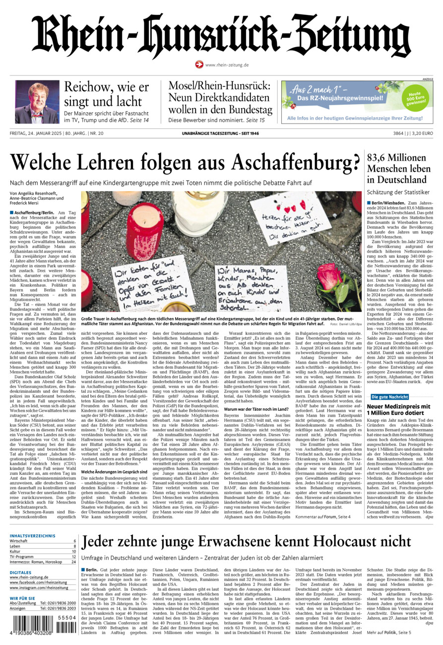 Rhein-Hunsrück-Zeitung vom Freitag, 24.01.2025