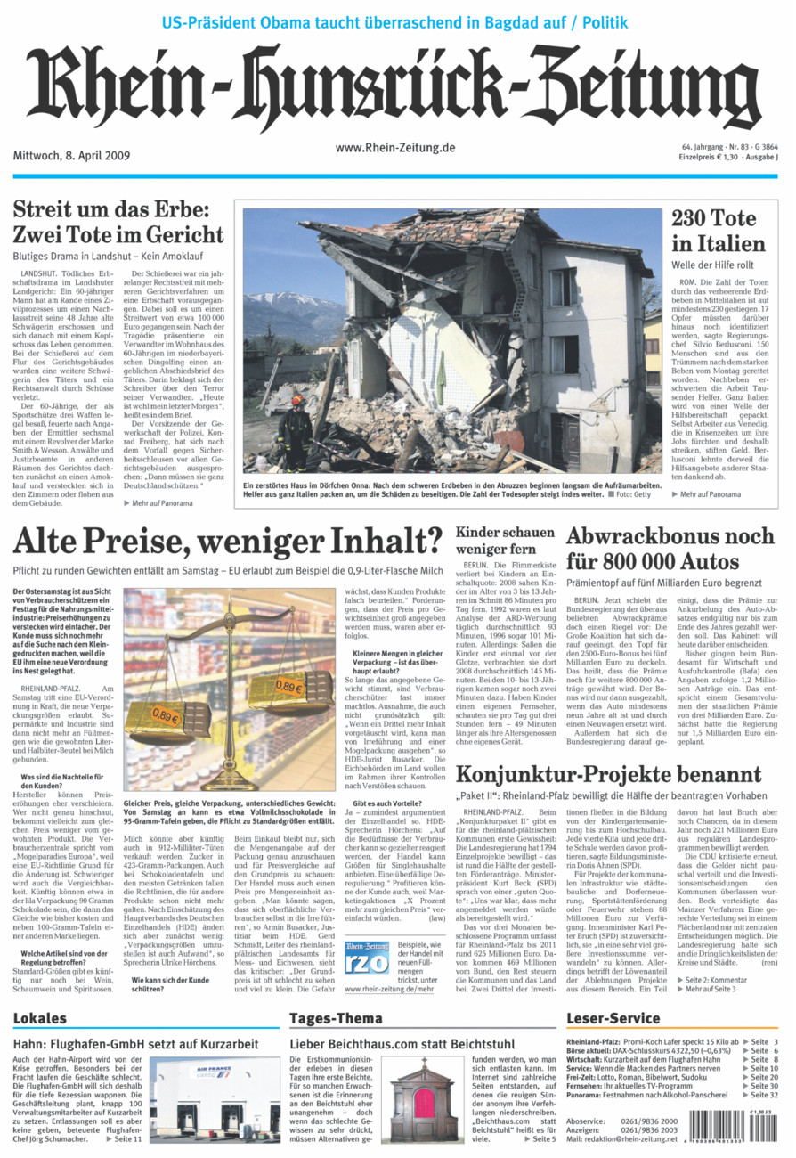 Rhein-Hunsrück-Zeitung vom Mittwoch, 08.04.2009