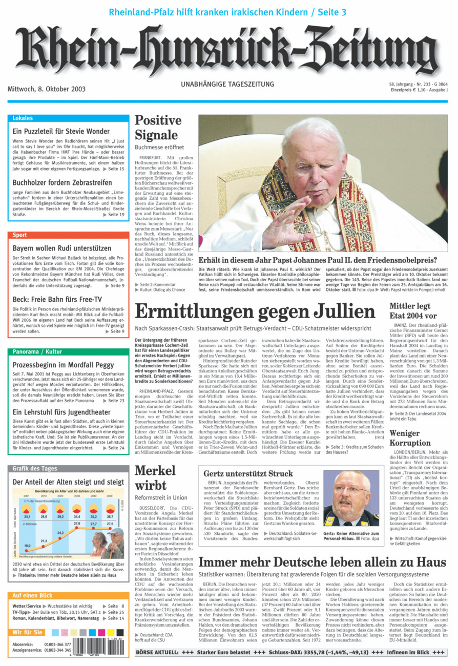 Rhein-Hunsrück-Zeitung vom Mittwoch, 08.10.2003
