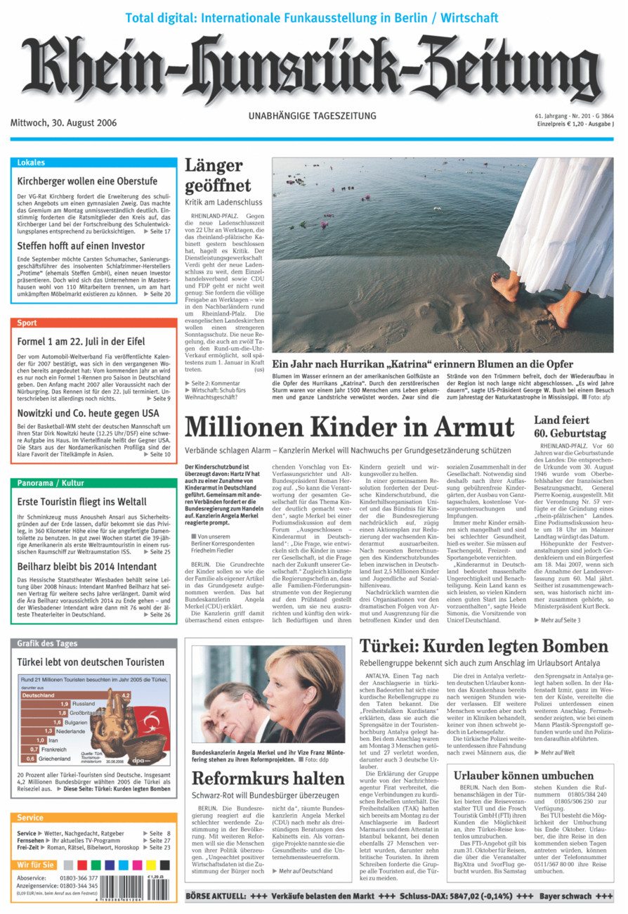 Rhein-Hunsrück-Zeitung vom Mittwoch, 30.08.2006