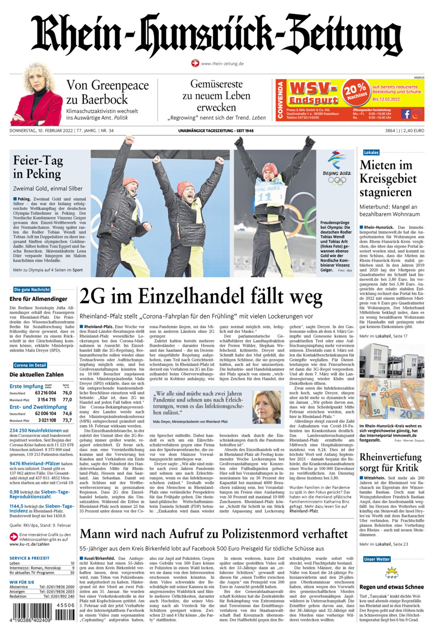 Rhein-Hunsrück-Zeitung vom Donnerstag, 10.02.2022