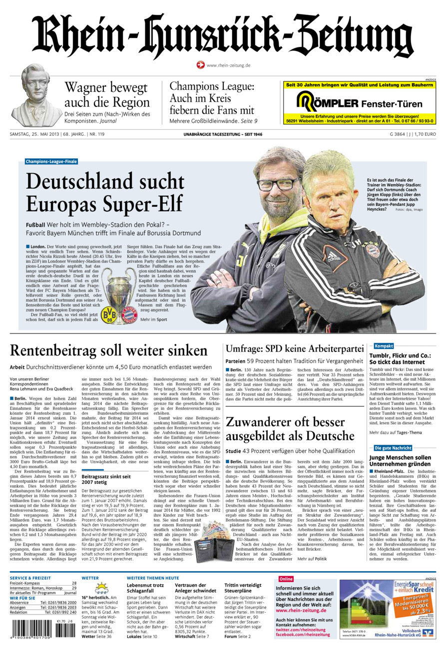 Rhein-Hunsrück-Zeitung vom Samstag, 25.05.2013