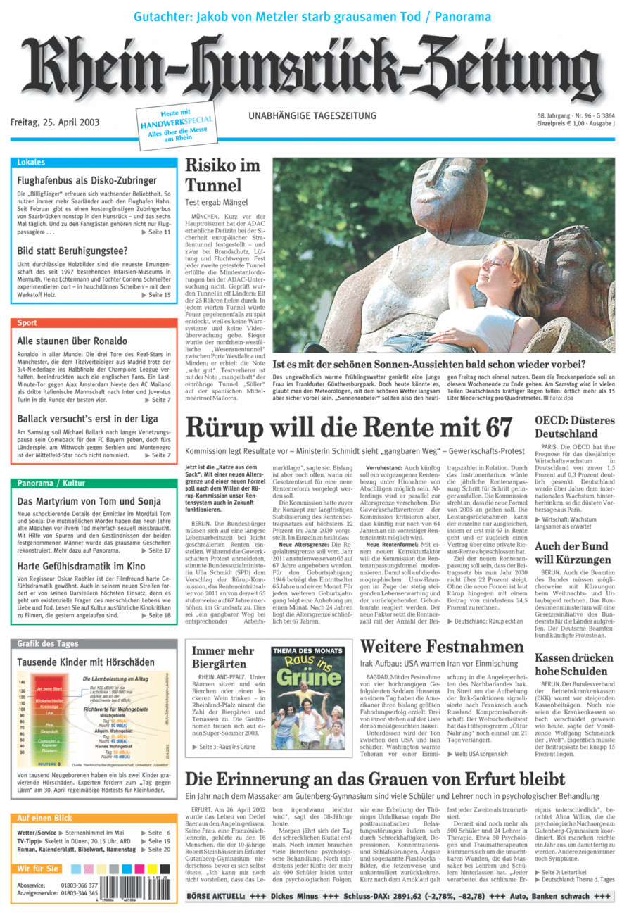 Rhein-Hunsrück-Zeitung vom Freitag, 25.04.2003
