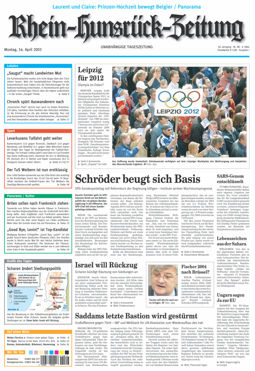 Rhein-Hunsrück-Zeitung vom Montag, 14.04.2003