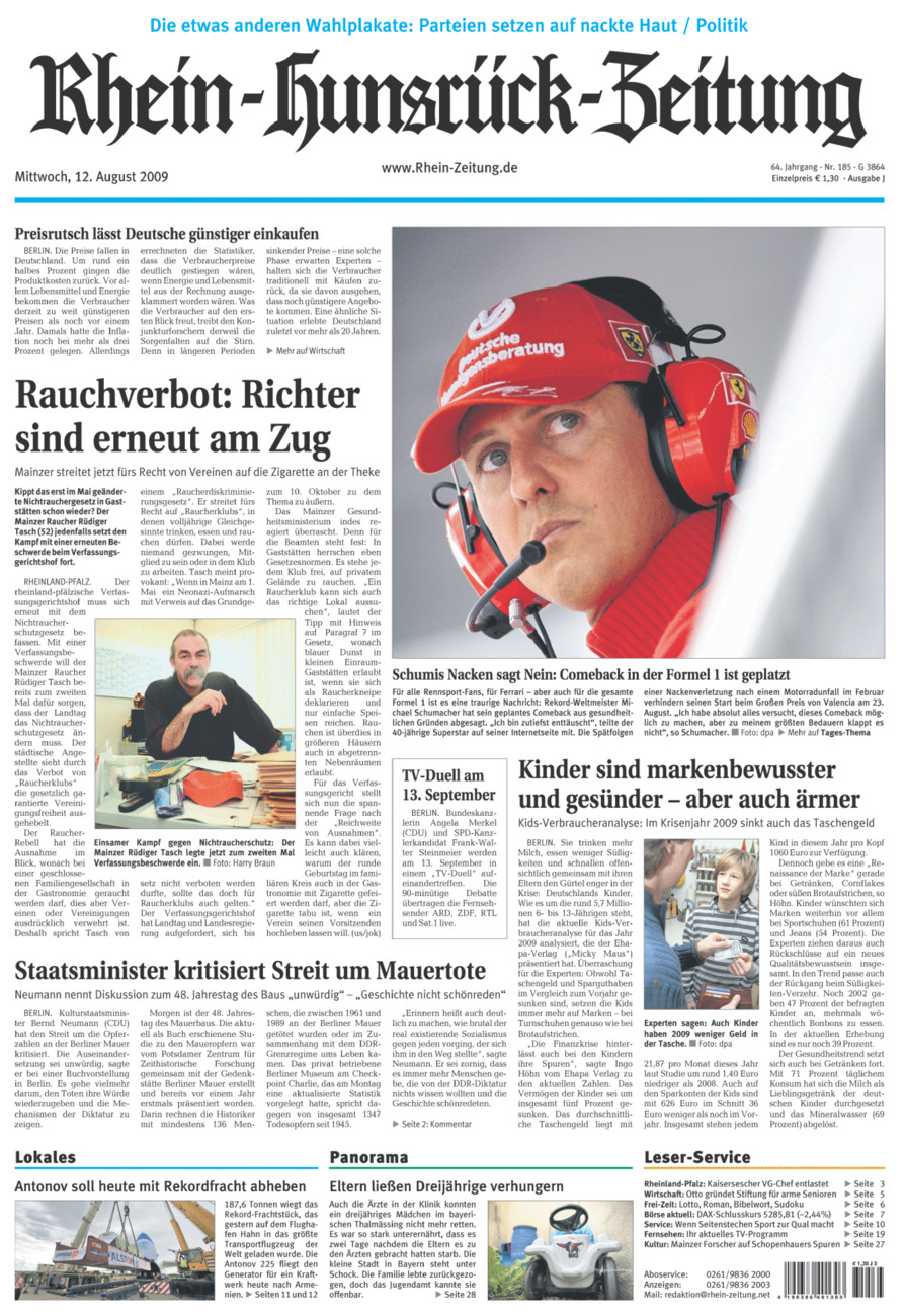 Rhein-Hunsrück-Zeitung vom Mittwoch, 12.08.2009