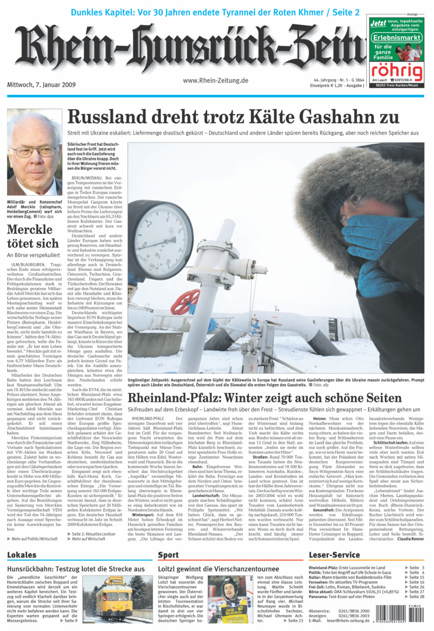 Rhein-Hunsrück-Zeitung vom Mittwoch, 07.01.2009