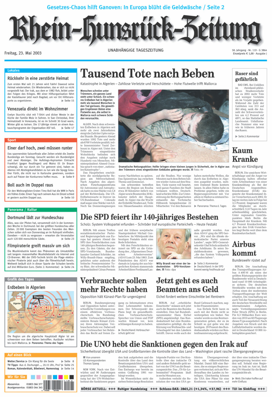 Rhein-Hunsrück-Zeitung vom Freitag, 23.05.2003