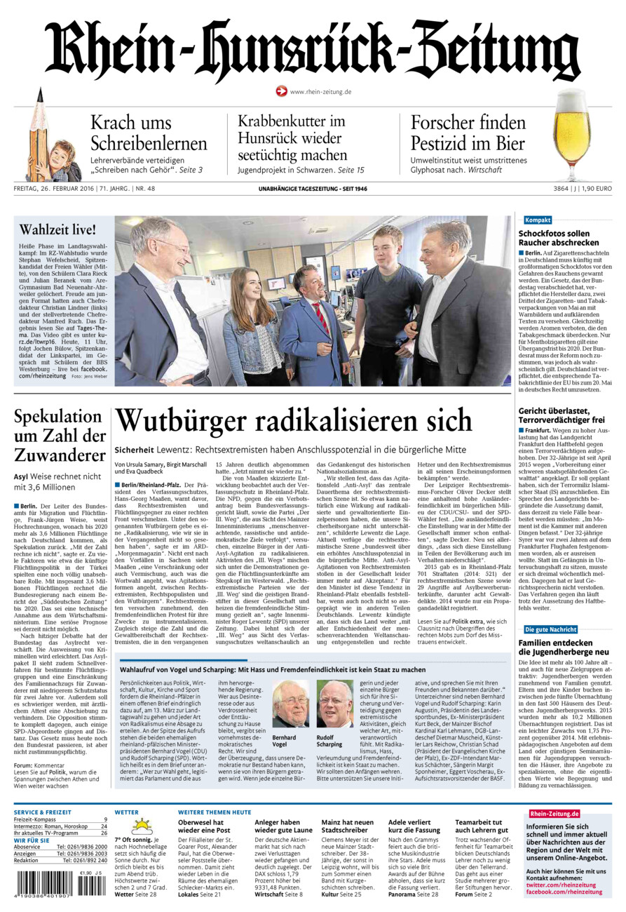 Rhein-Hunsrück-Zeitung vom Freitag, 26.02.2016