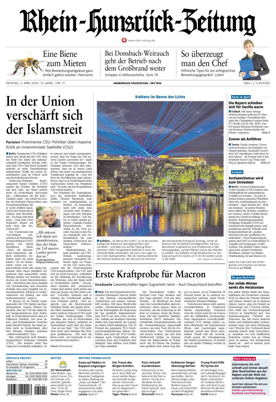 Rhein-Hunsrück-Zeitung vom Dienstag, 03.04.2018