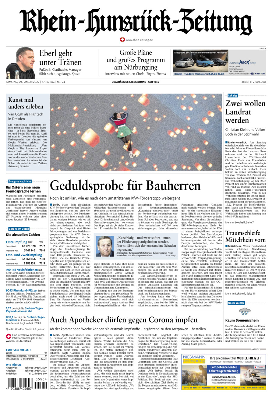 Rhein-Hunsrück-Zeitung vom Samstag, 29.01.2022