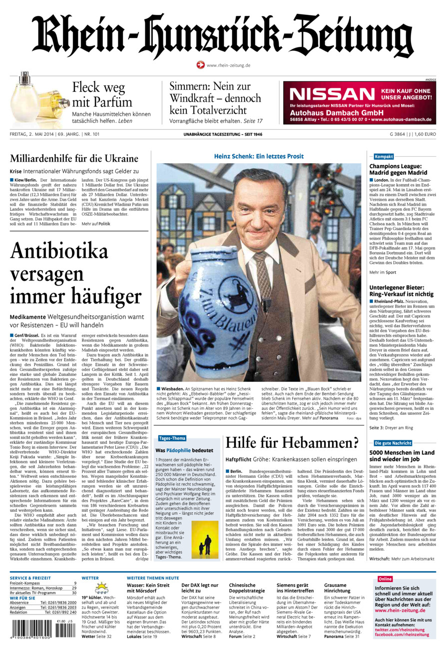 Rhein-Hunsrück-Zeitung vom Freitag, 02.05.2014