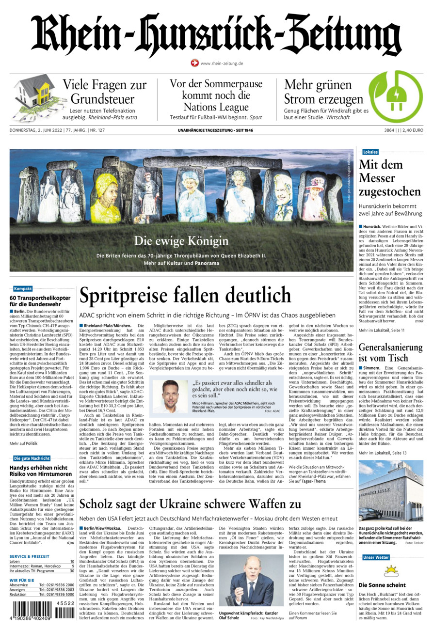 Rhein-Hunsrück-Zeitung vom Donnerstag, 02.06.2022